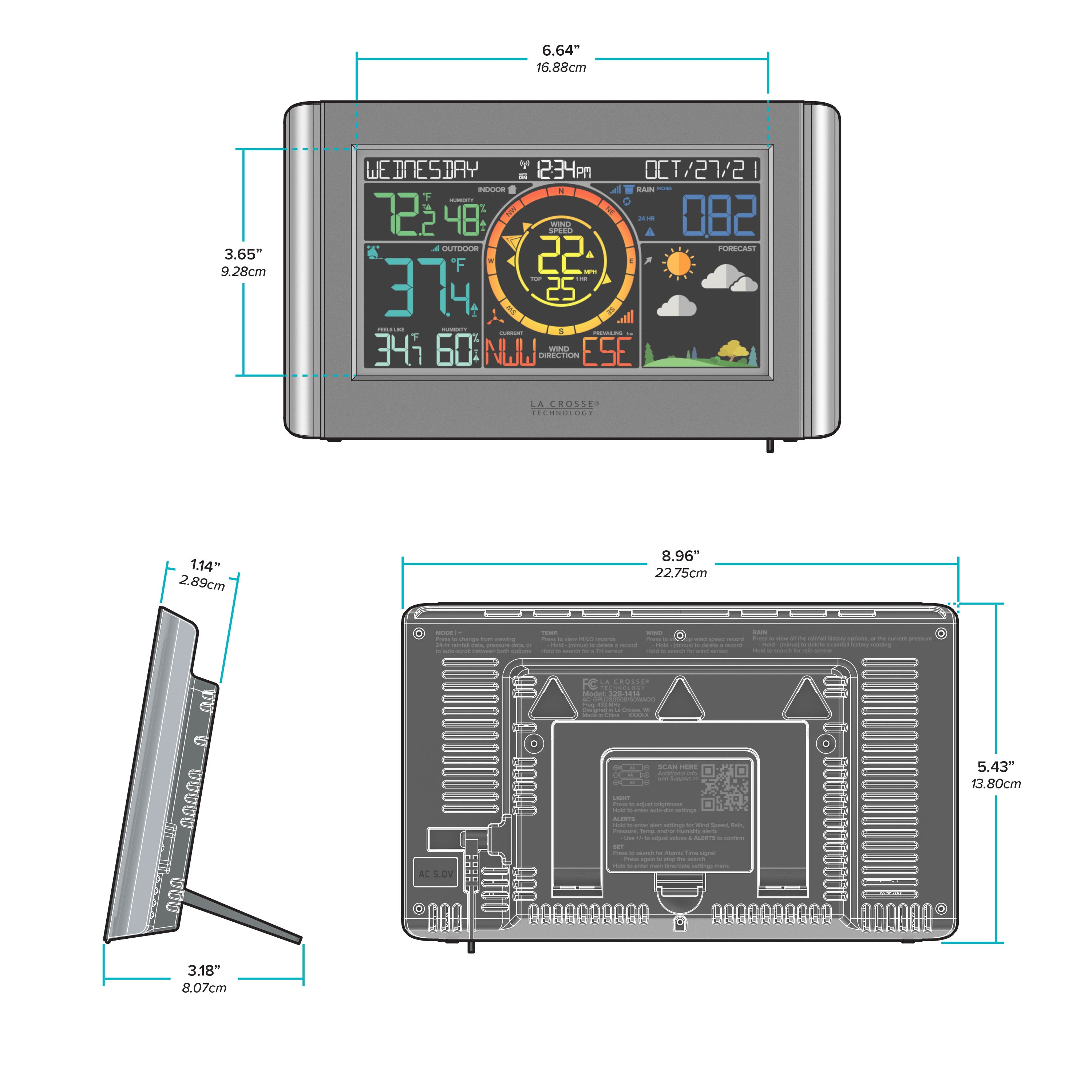 328-1414 Color Weather Station with Wind