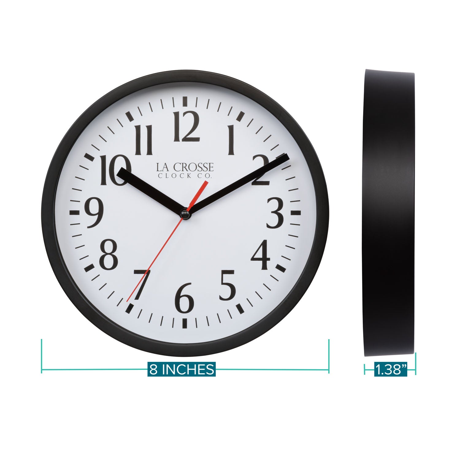 404-3020B 8-inch Basics Analog Wall Clock – Black