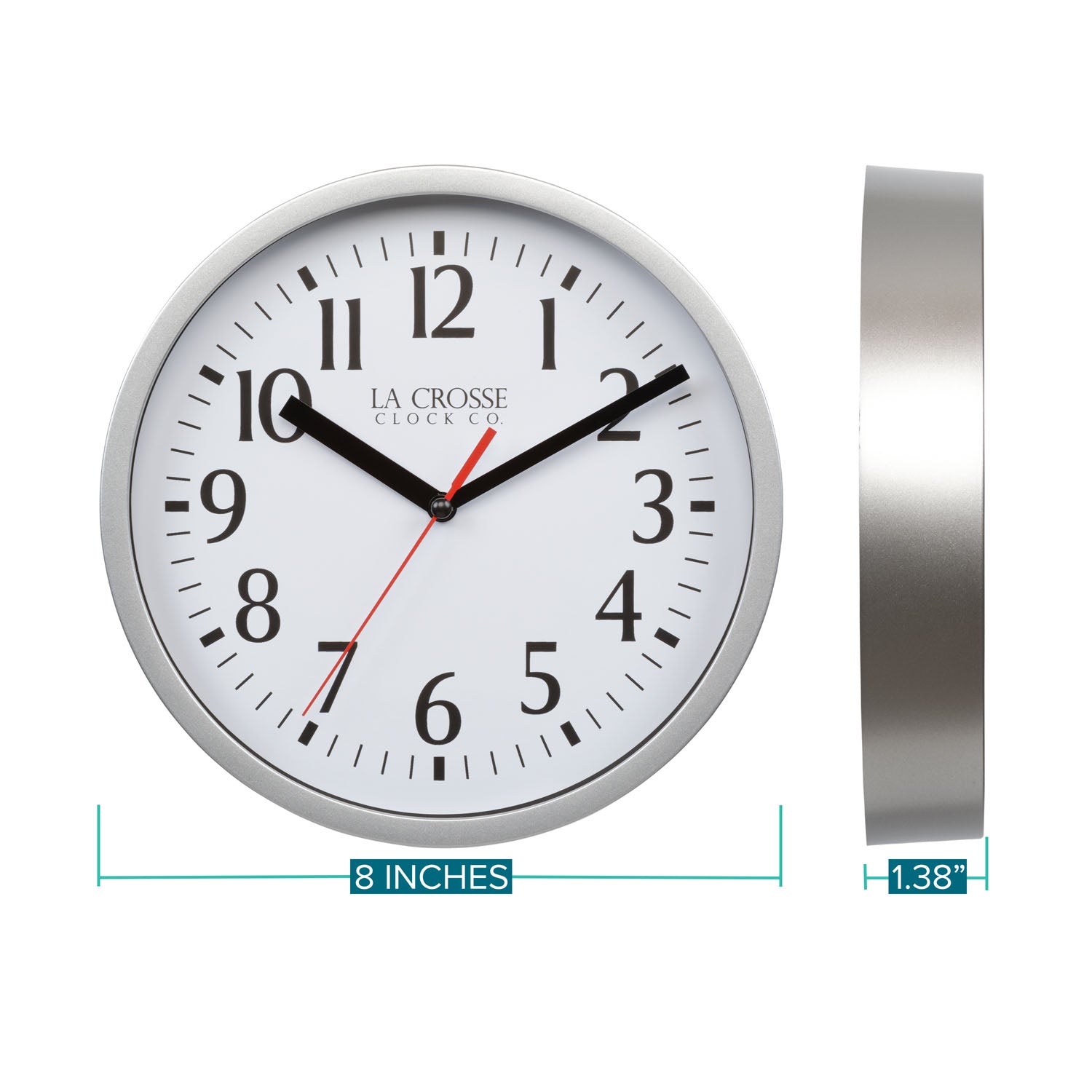 404-3020S 8-inch Basics Analog Wall Clock – Silver
