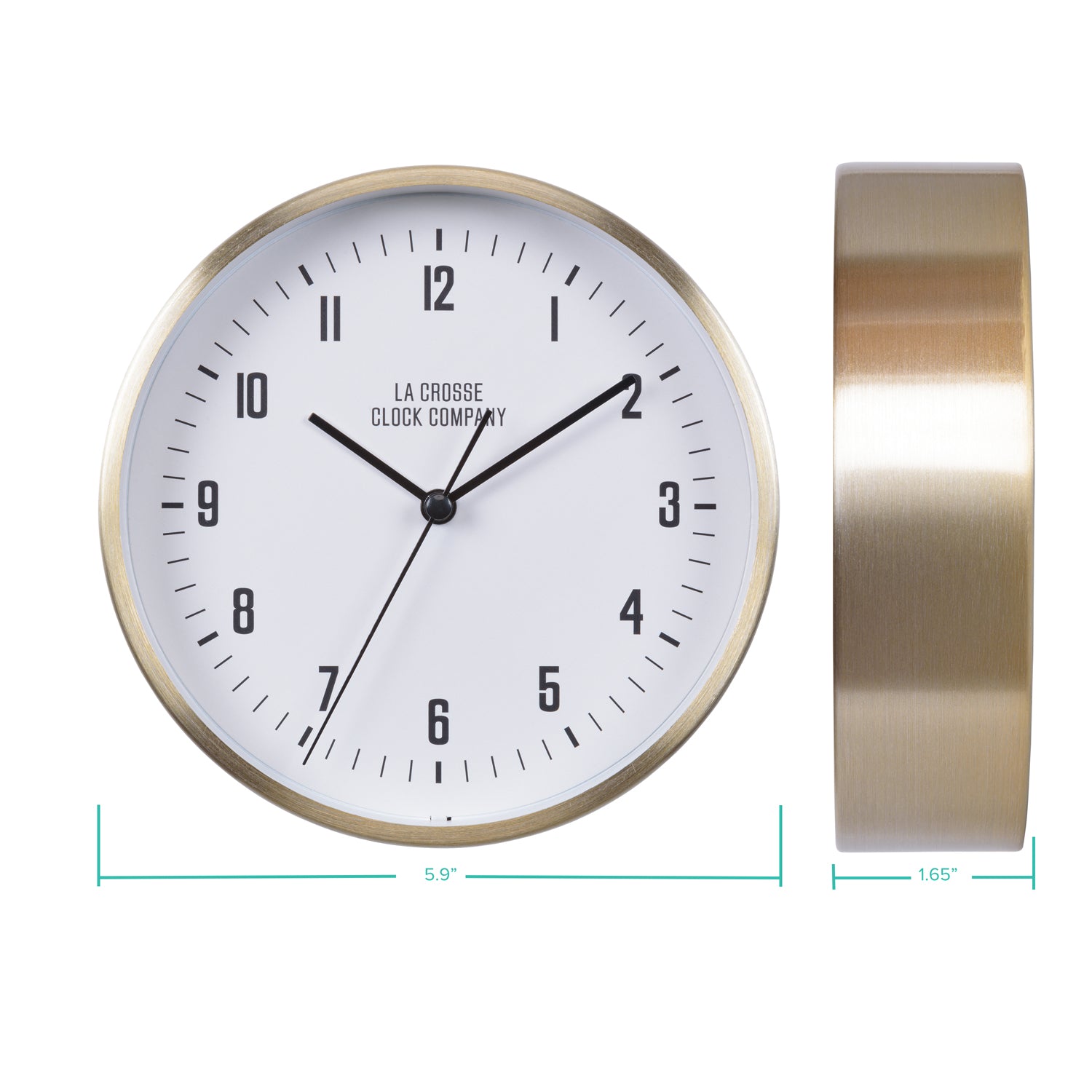 404-3715B 6-inch Wells Brass Finish Analog Table/Wall Clock