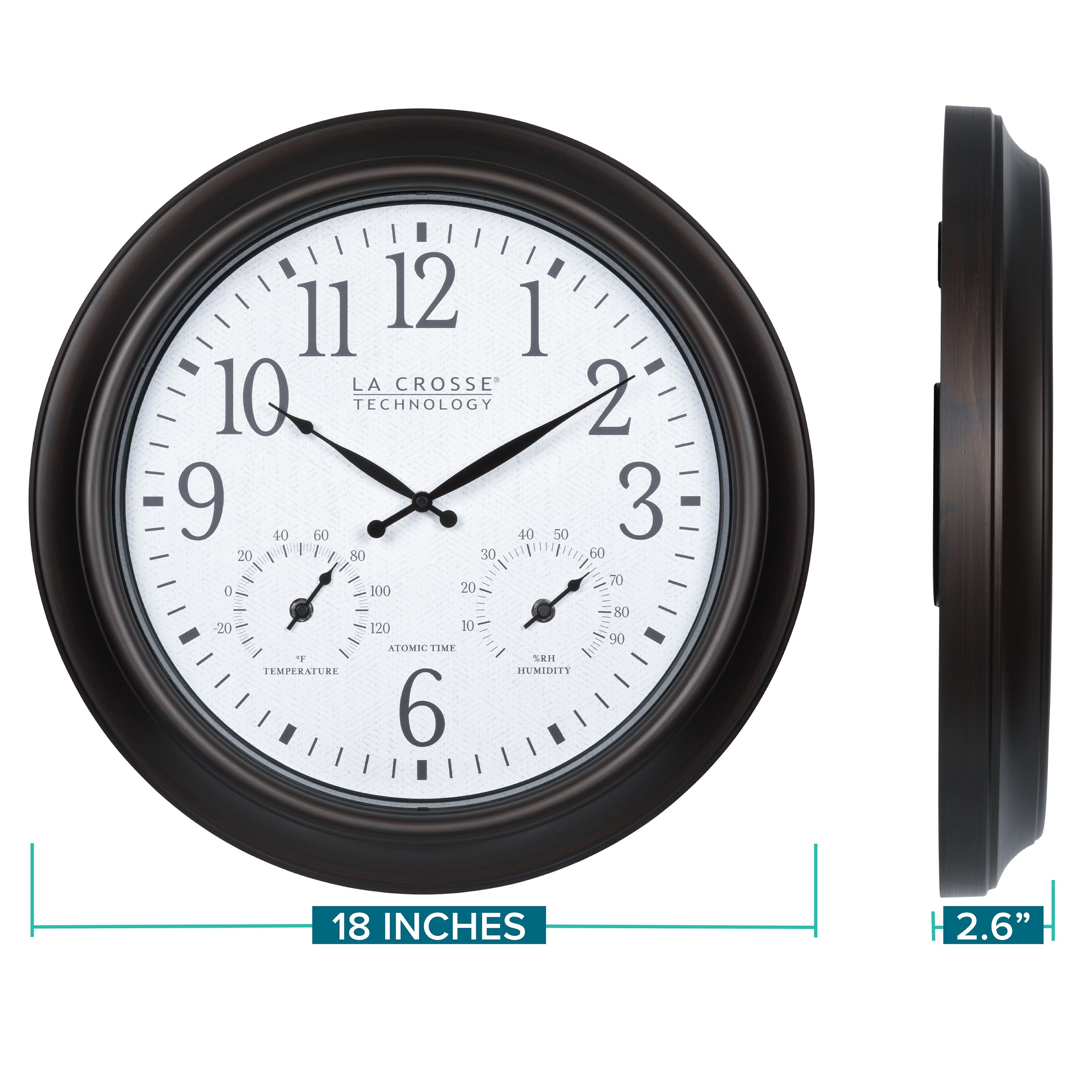 404-89027 18-inch Indoor/Outdoor Atomic Analog Wall Clock