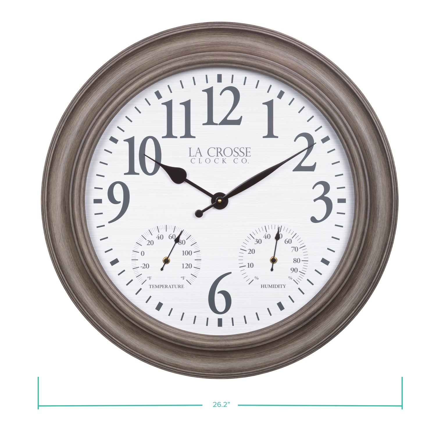 433-3267TH 26.2-inch Harvest Indoor/Outdoor Wall Clock with Temp and Humidity