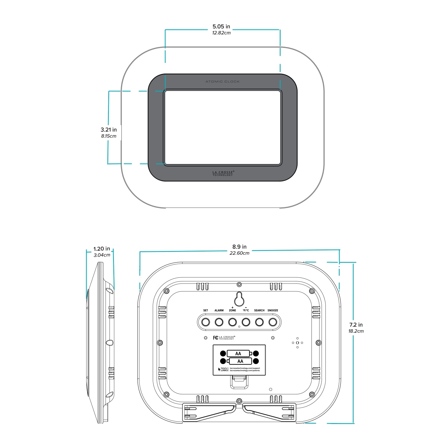 WT-8005U-B Atomic Digital Wall Clock with Indoor Temperature and Date