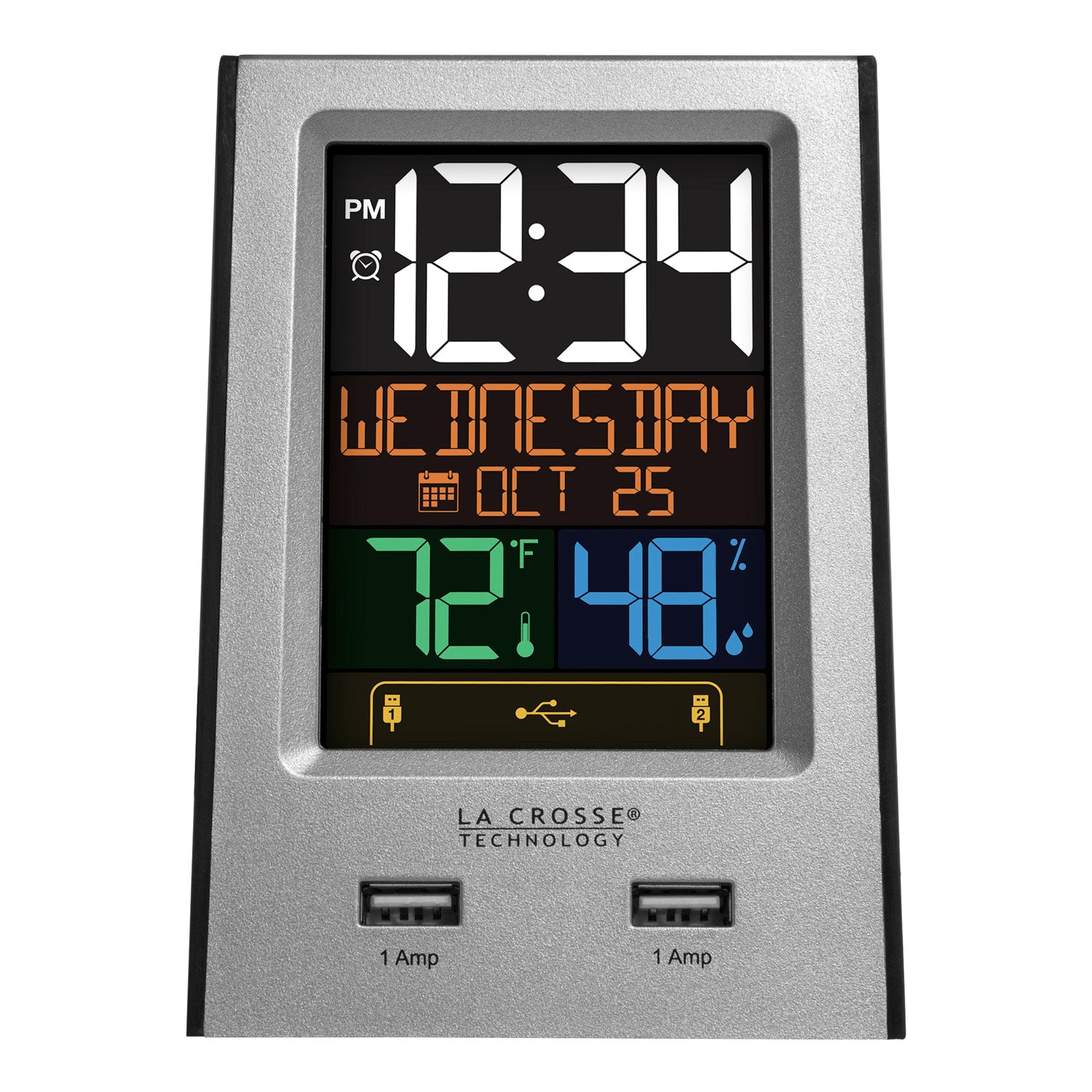 617-1614 Multi-Color Digital Alarm Clock with USB