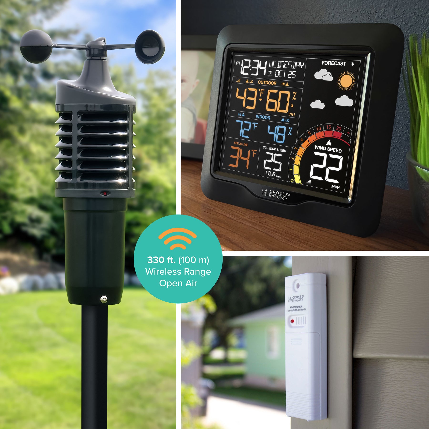 Low Tech Weather Device Color Wind Speed Weather Station | Wind & Forecast Device | La Crosse ...
