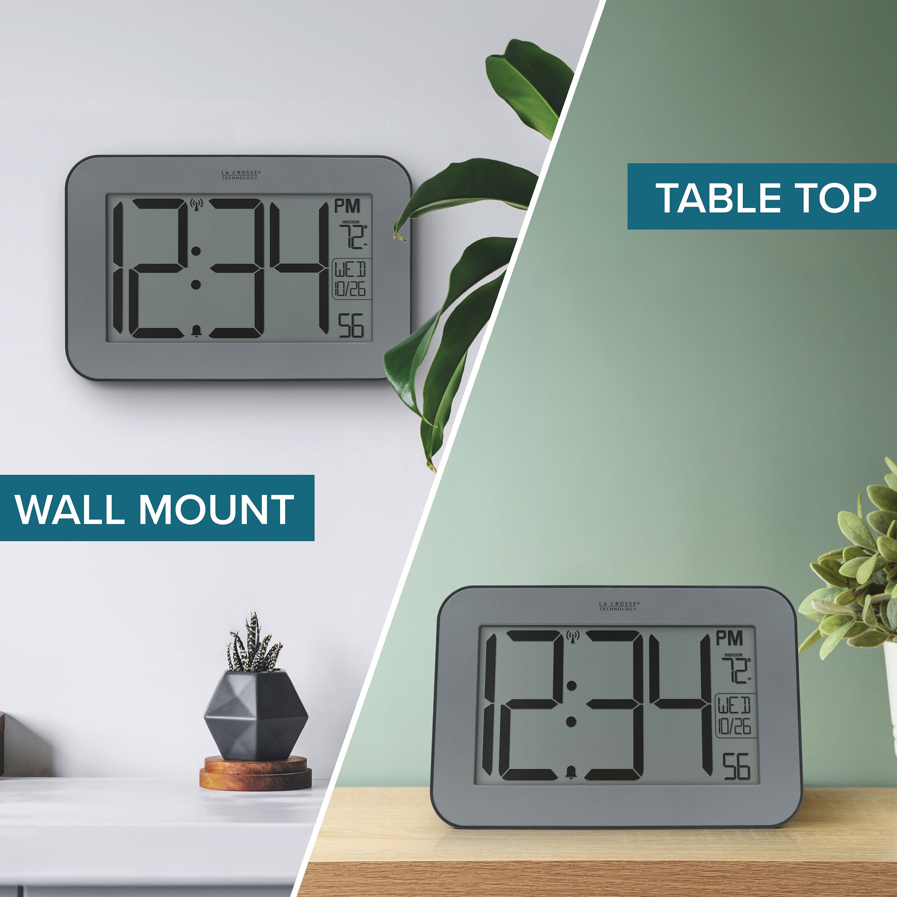 Atomic Digital Wall Clock | 4-Inch Digit Display Clocks | La