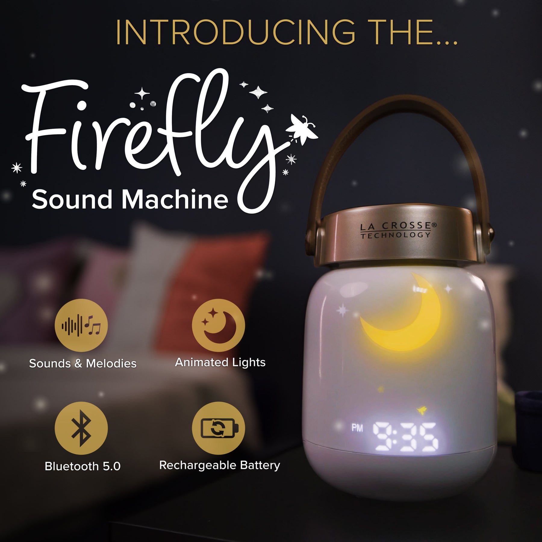 617-4817 Firefly Sound Machine with Alarm Clock and Bluetooth Speaker ...