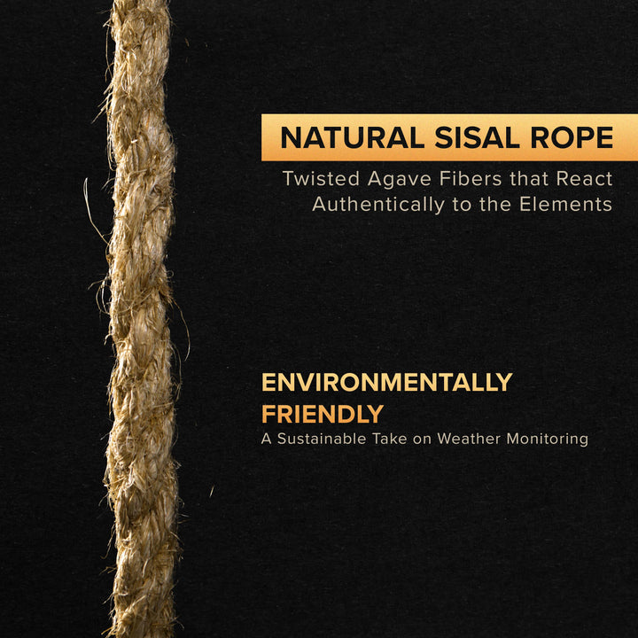 La Crosse Weather Rope close-up of natural sisal rope made from agave fibers, eco-friendly outdoor weather indicator material.