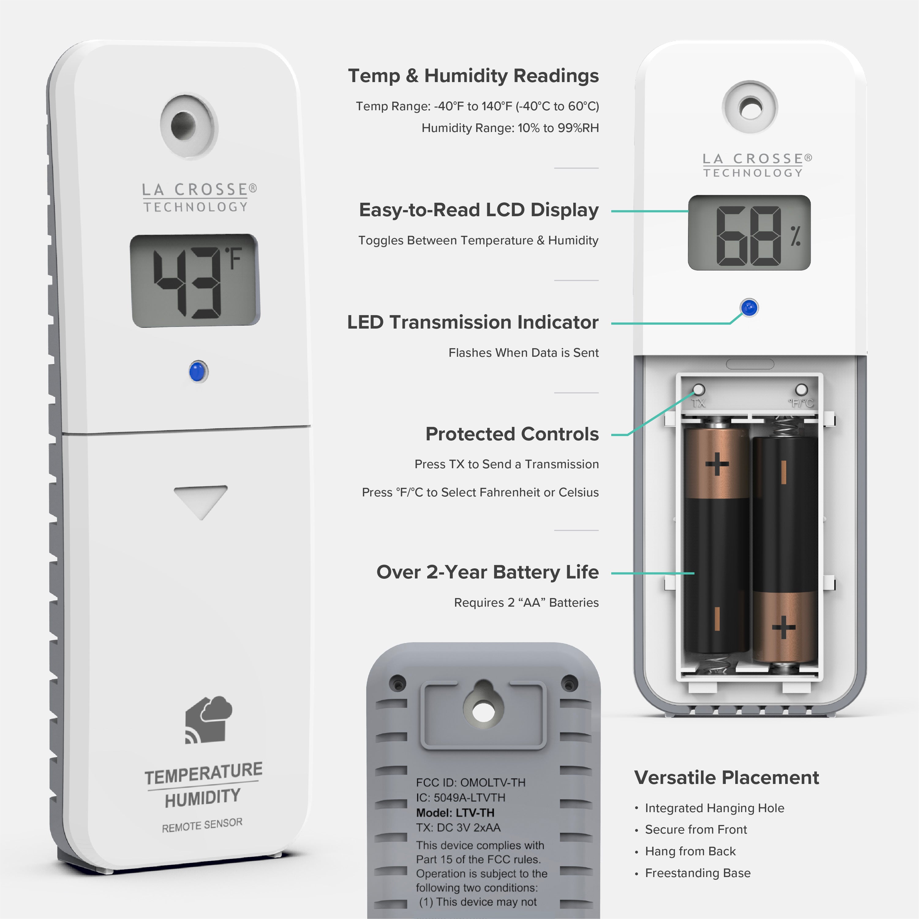 LTV-TH2 Temperature & Humidity Sensor for Remote Monitoring | La