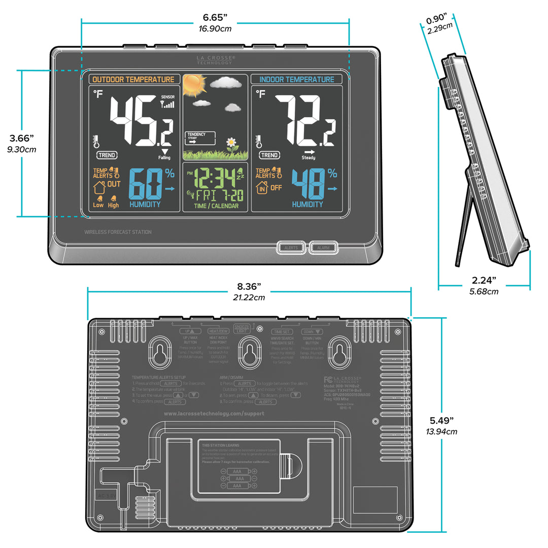 308-1414B weather station dimensions