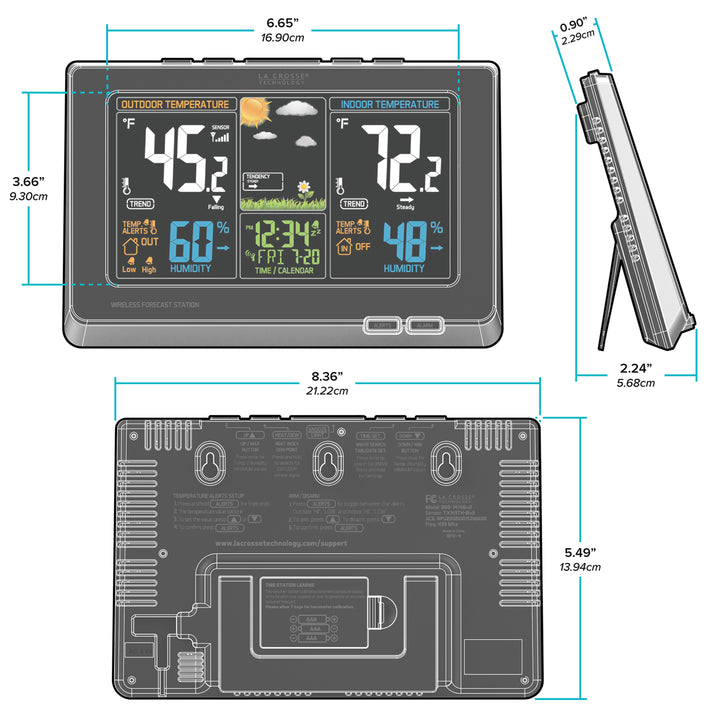 308-1414B weather station dimensions