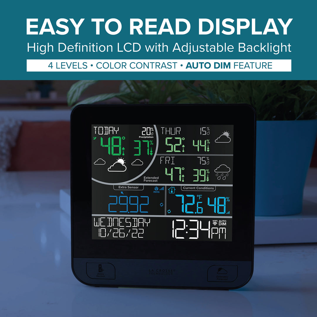 1684344 A night scene showcasing the beautiful easy to read high definition LCD display with adjustable backlight. There are 5 brightness levels and an auto-dim feature.