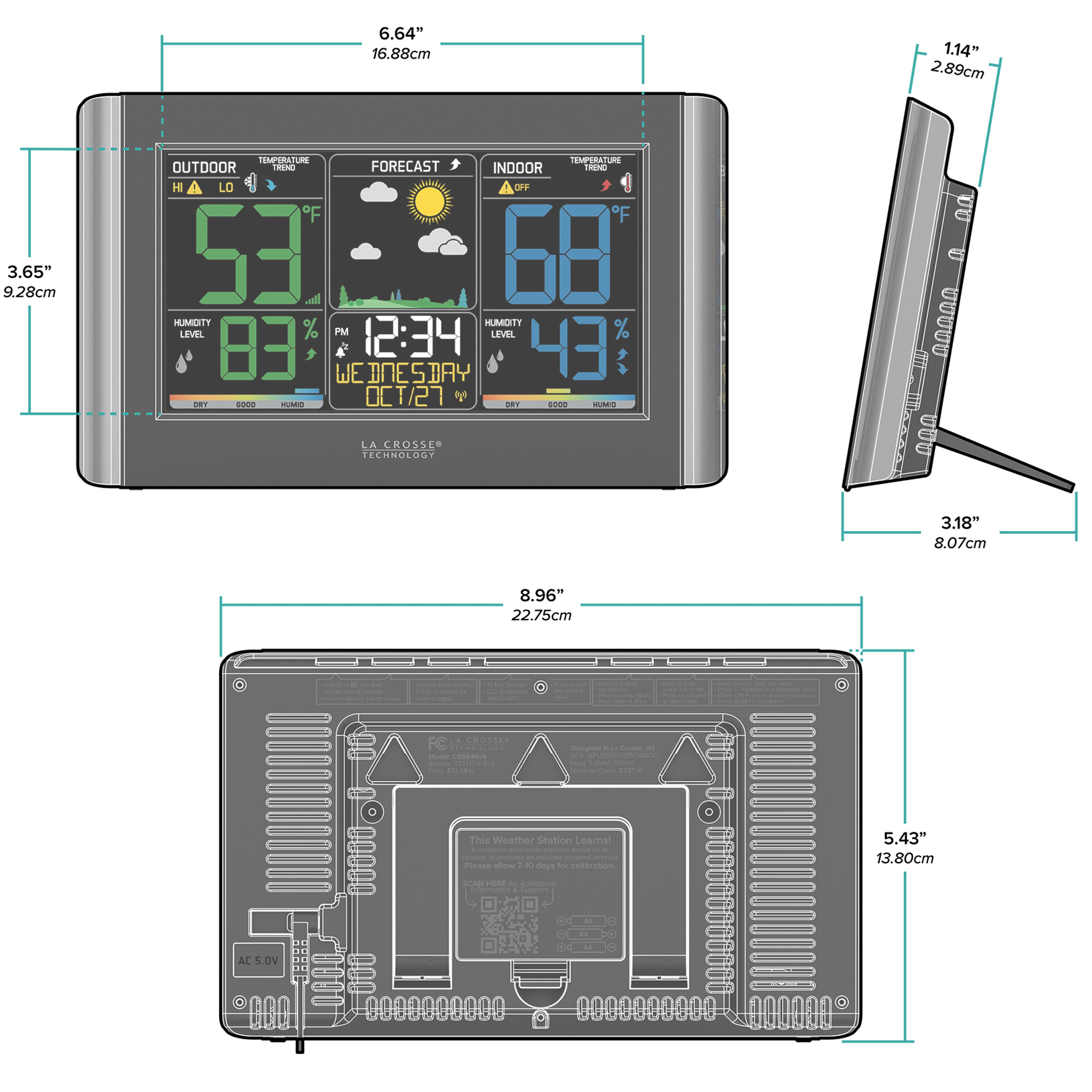  La Crosse Technology C85845-INT Weather Station, Black