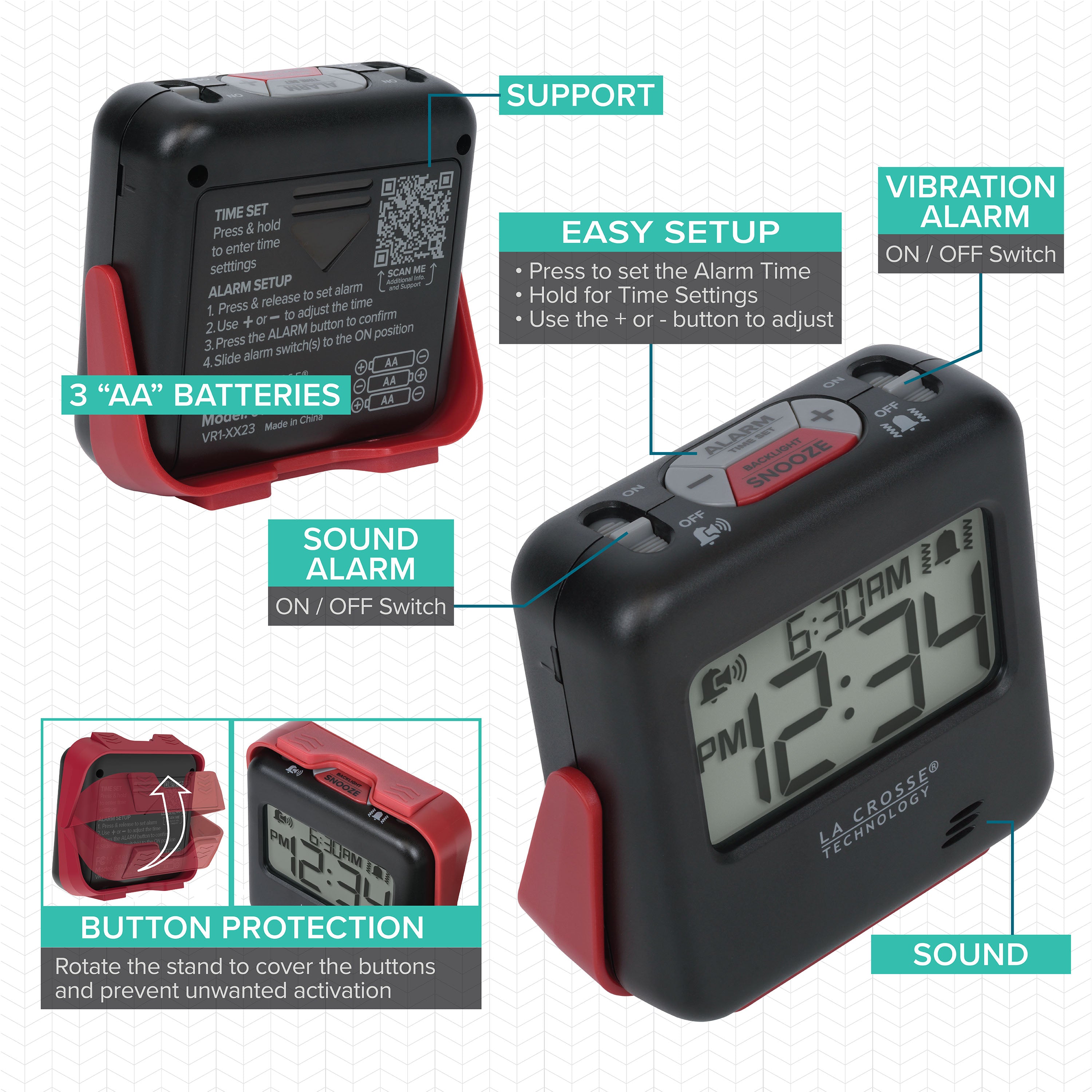 617-43937 BUZZ Vibration Alarm Clock