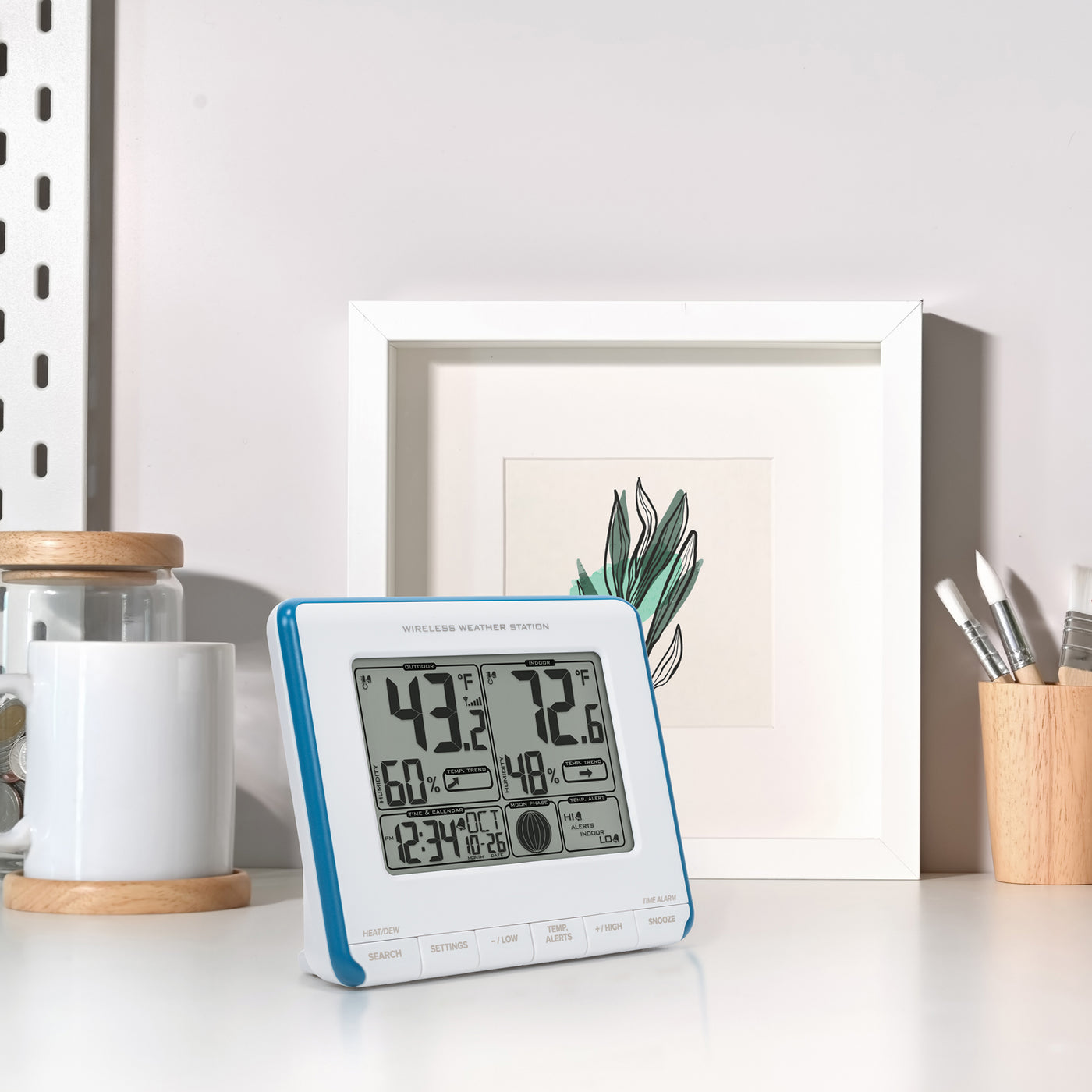 La Crosse Technology 308-1711BL 0.40 lb Weather Station and Temp Alerts  with Wireless Sensor 