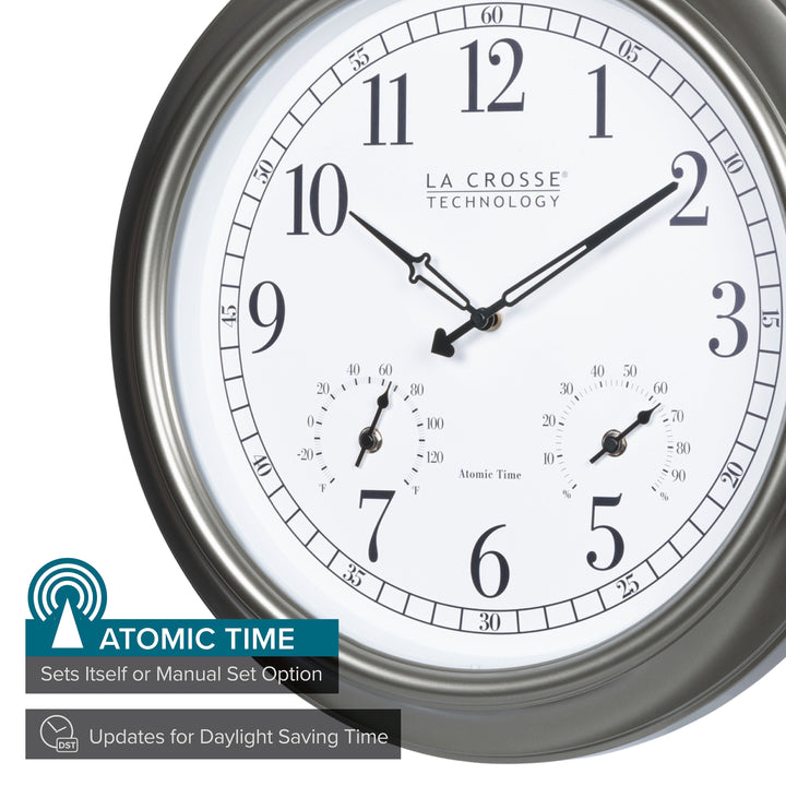 404-00237 18-inch Atomic Outdoor Clock with Temp and Humidity