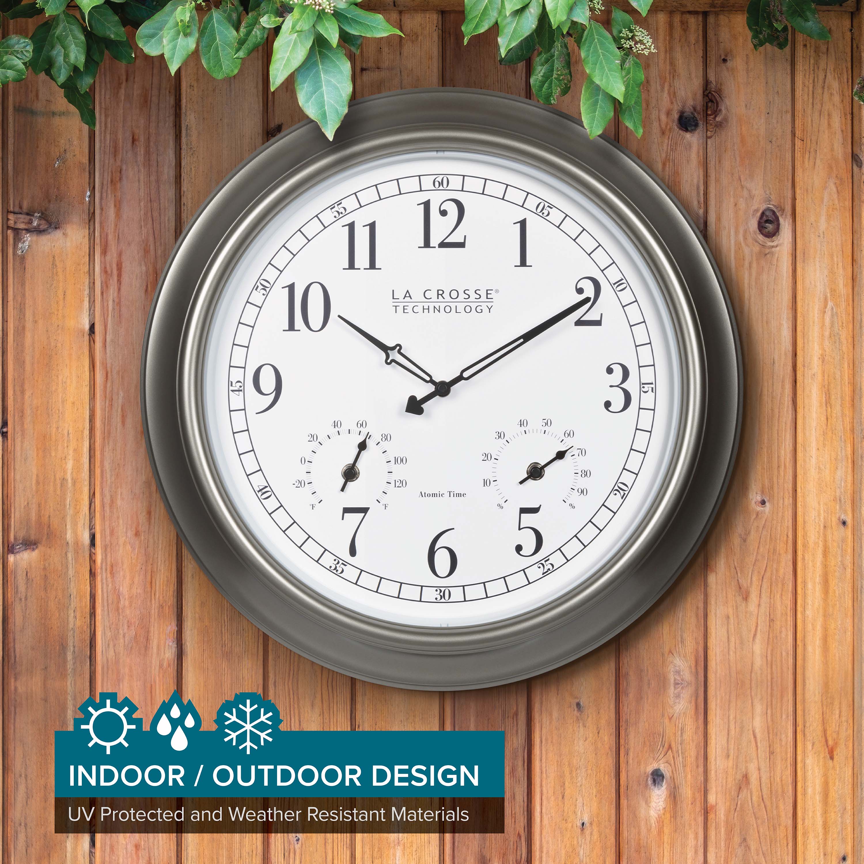 404-00237 18-inch Atomic Outdoor Clock with Temp and Humidity