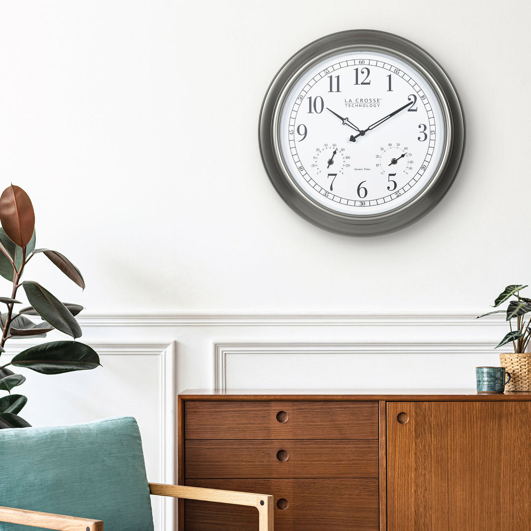 404-00237 18-inch Atomic Outdoor Clock with Temp and Humidity