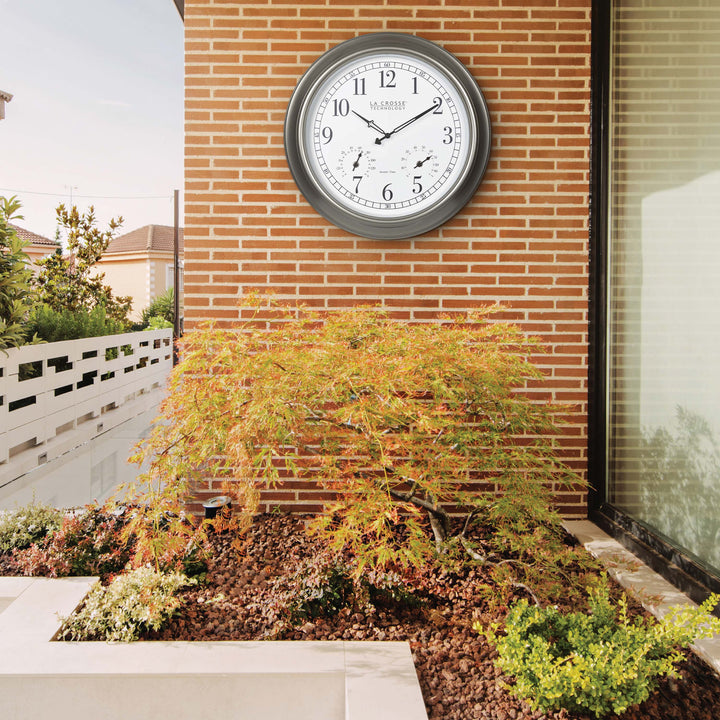 404-00237 18-inch Atomic Outdoor Clock with Temp and Humidity