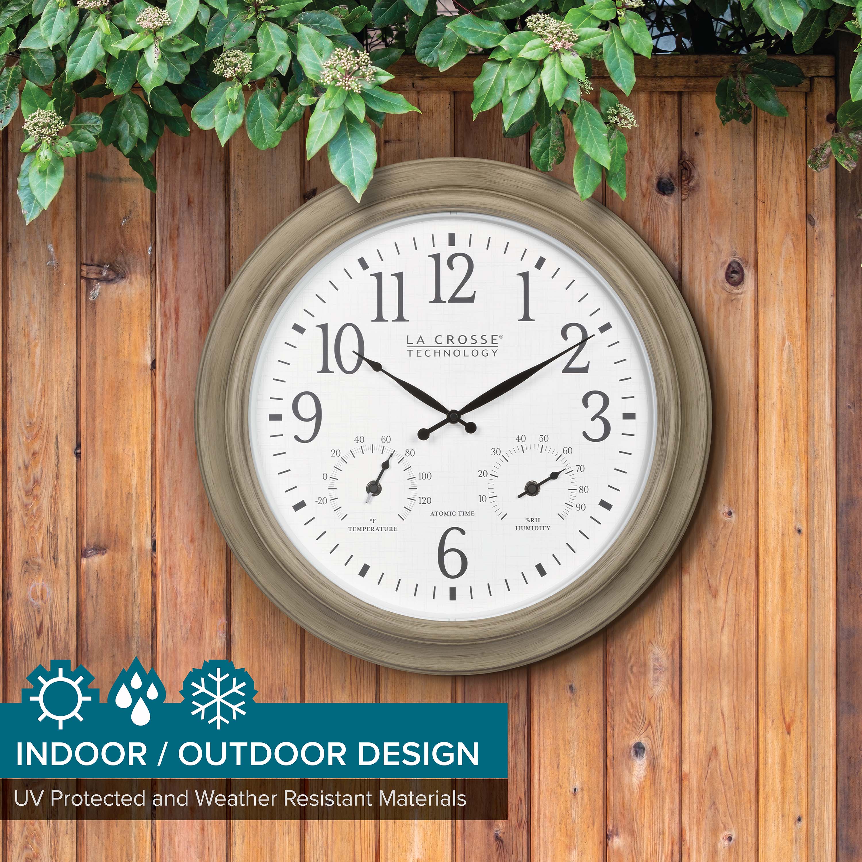 18-inch Indoor/Outdoor Atomic Clock | Stylish Wall Clocks | La