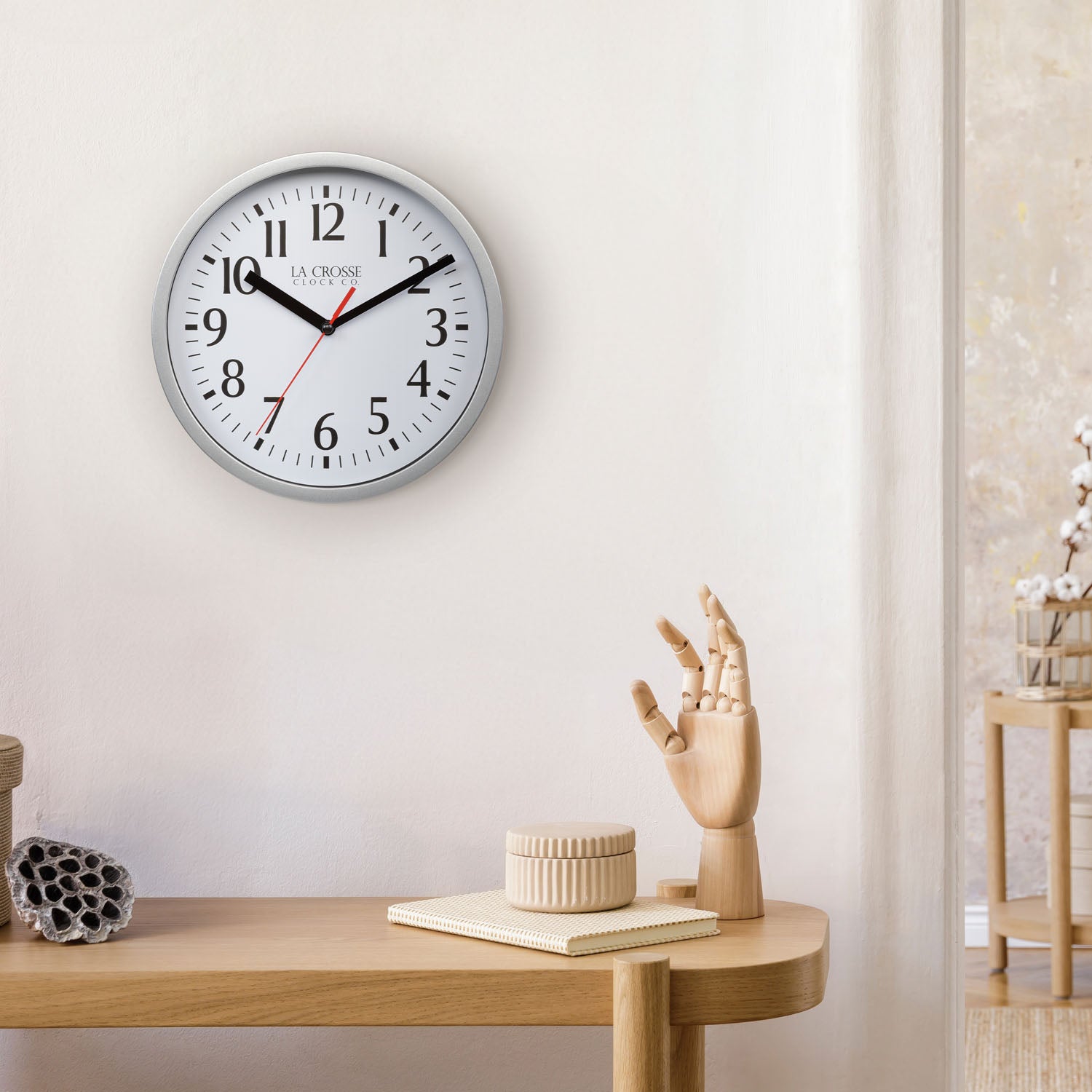 404-3020S 8-inch Basics Analog Wall Clock – Silver