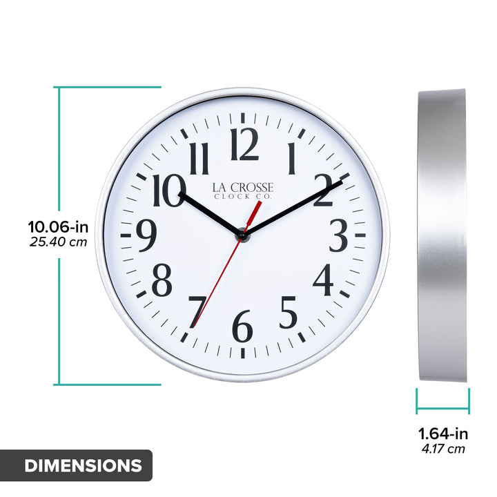 404-3025S 10-inch Basics Analog Wall Clock – Silver