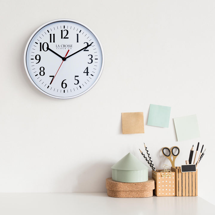 404-3025S 10-inch Basics Analog Wall Clock – Silver