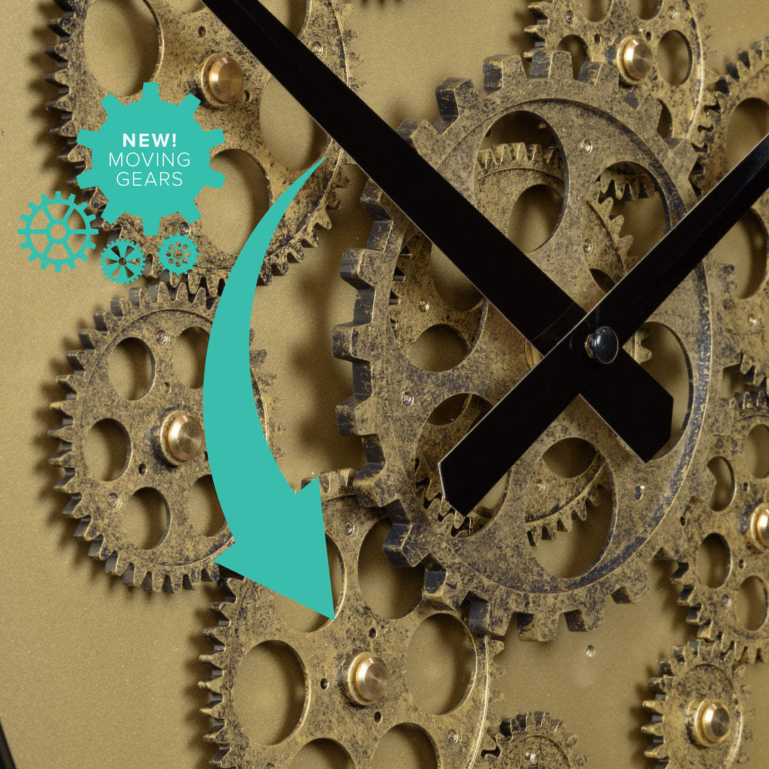 404-3439 15-inch Moving Gears Wall Clock