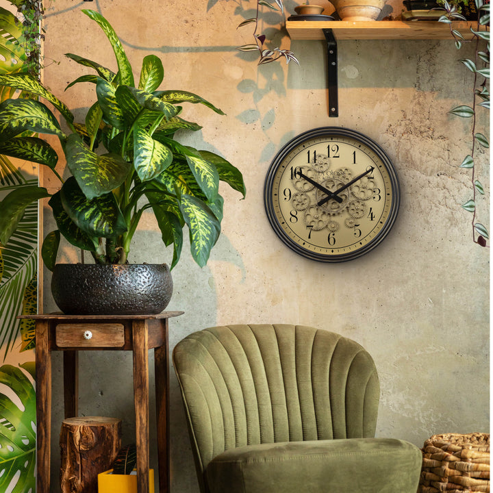 404-3439 15-inch Moving Gears Wall Clock