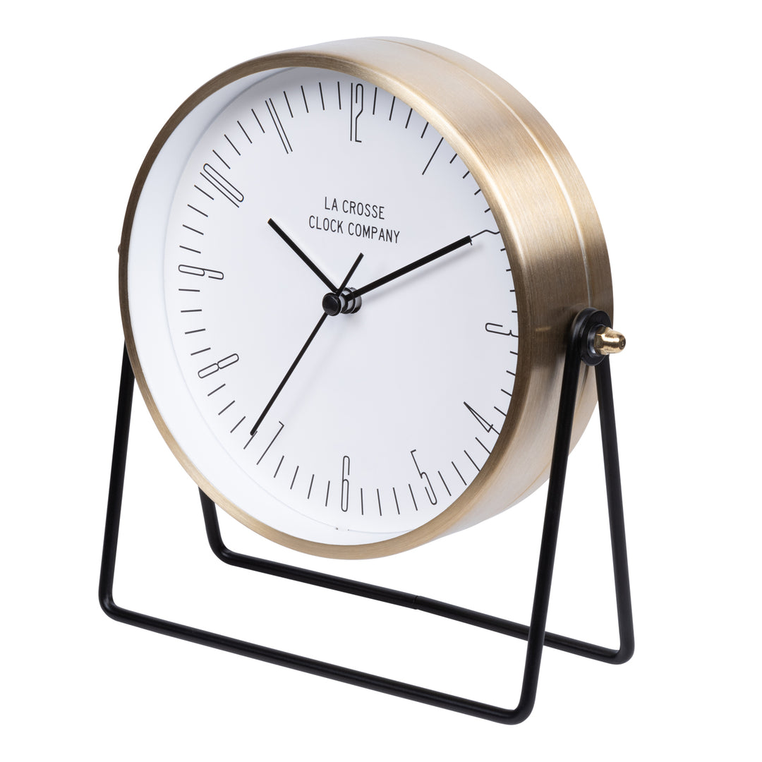 404-3719 Stiles Swivel Tabletop Metal Clock with Mirror