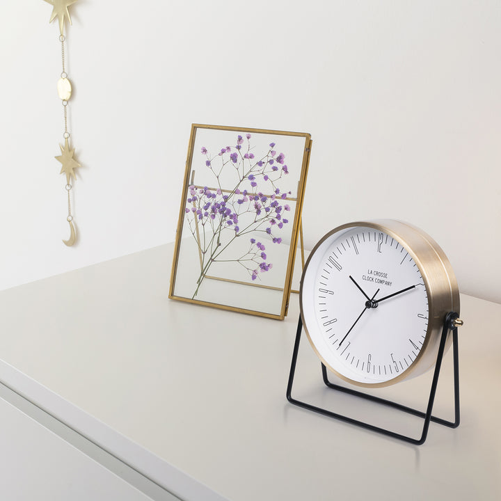 404-3719 Stiles Swivel Tabletop Metal Clock with Mirror