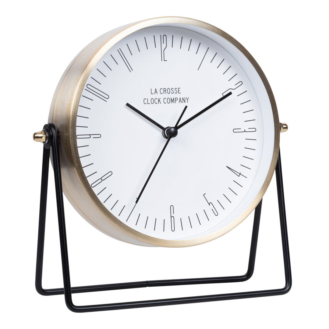 404-3719 Stiles Swivel Tabletop Metal Clock with Mirror