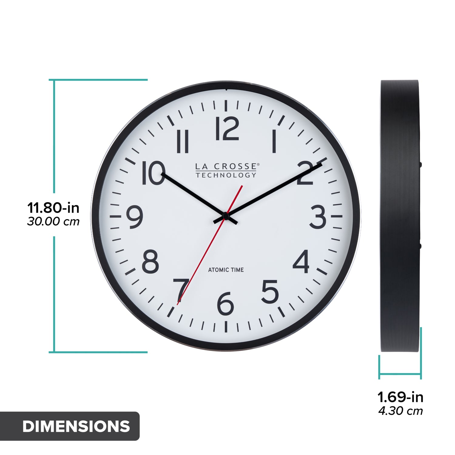 404-3730 11.8-inch Atomic Metal Wall Clock