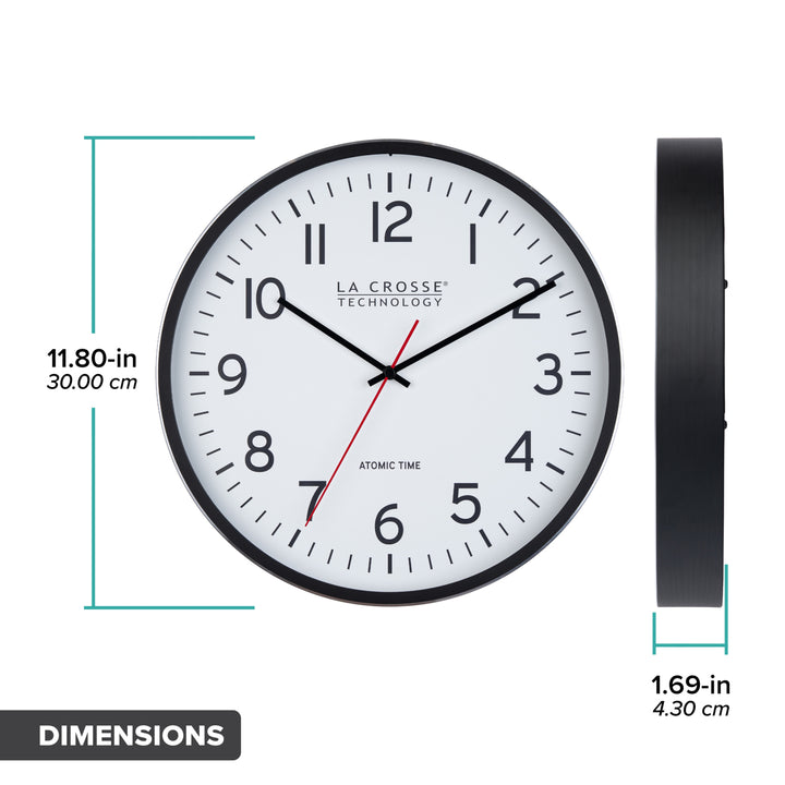 404-3730 11.8-inch Atomic Metal Wall Clock