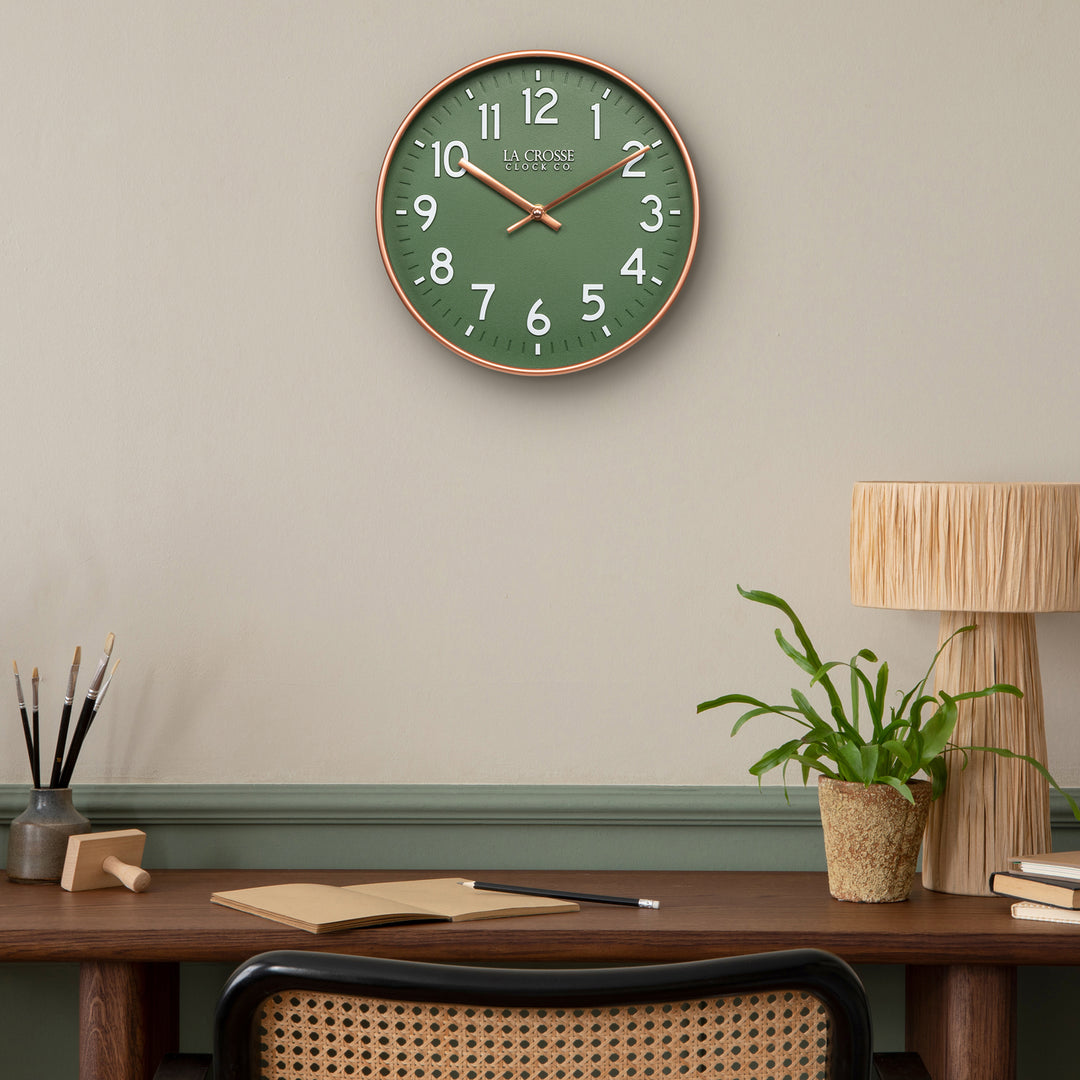 Time is on 　チノ3枚　BLACK　グリーン　ブラウン 404-3828E 10.83-inch Olive Grove Analog Wall Clock