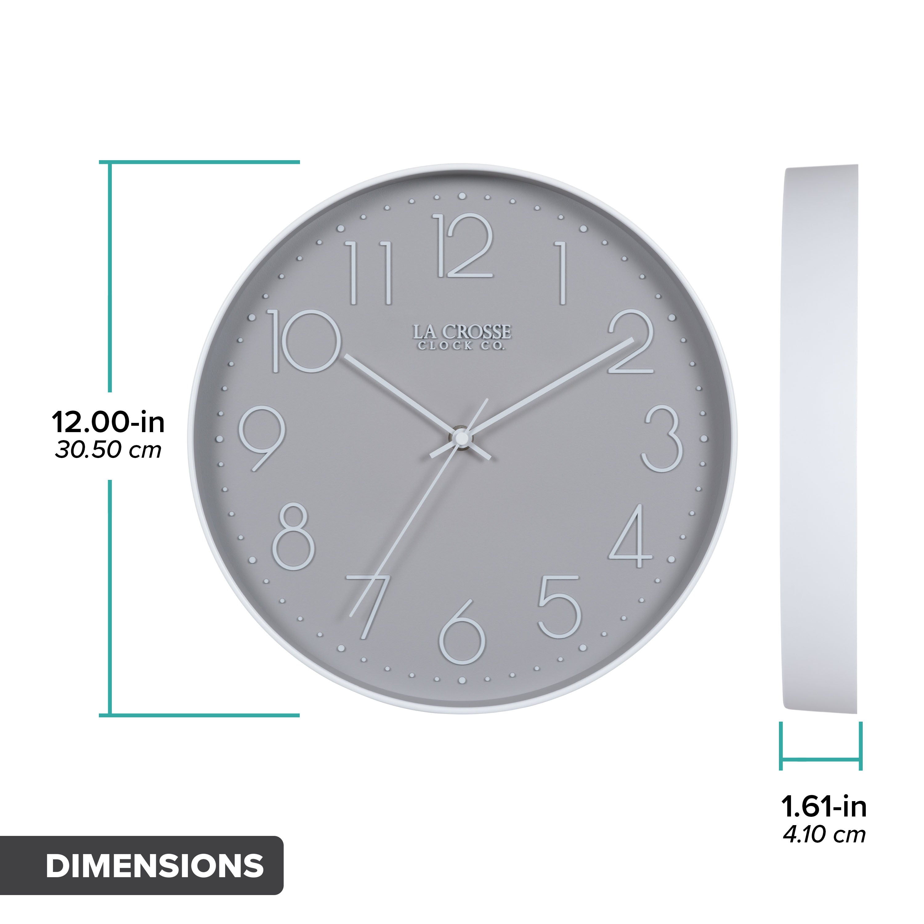 希少/西ドイツ製Rapport ラポート マントルクロック ゼンマイ式置時計訳有 404-3831 12-inch Paxton Wall Clock - Gray, with Silent Sweep
