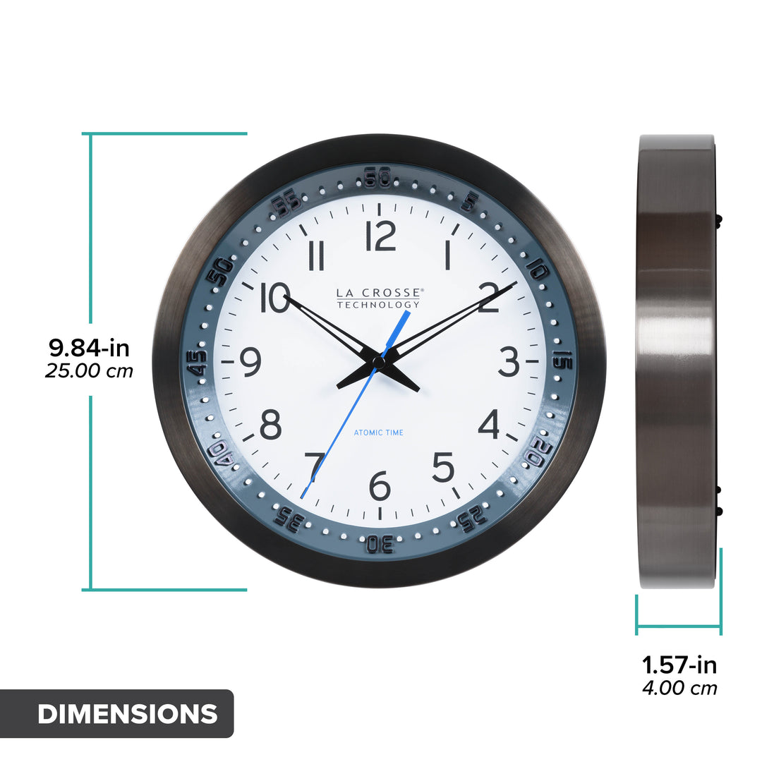 404-54667 10-inch Atomic Metal Wall Clock – Chapter Ring: Blue