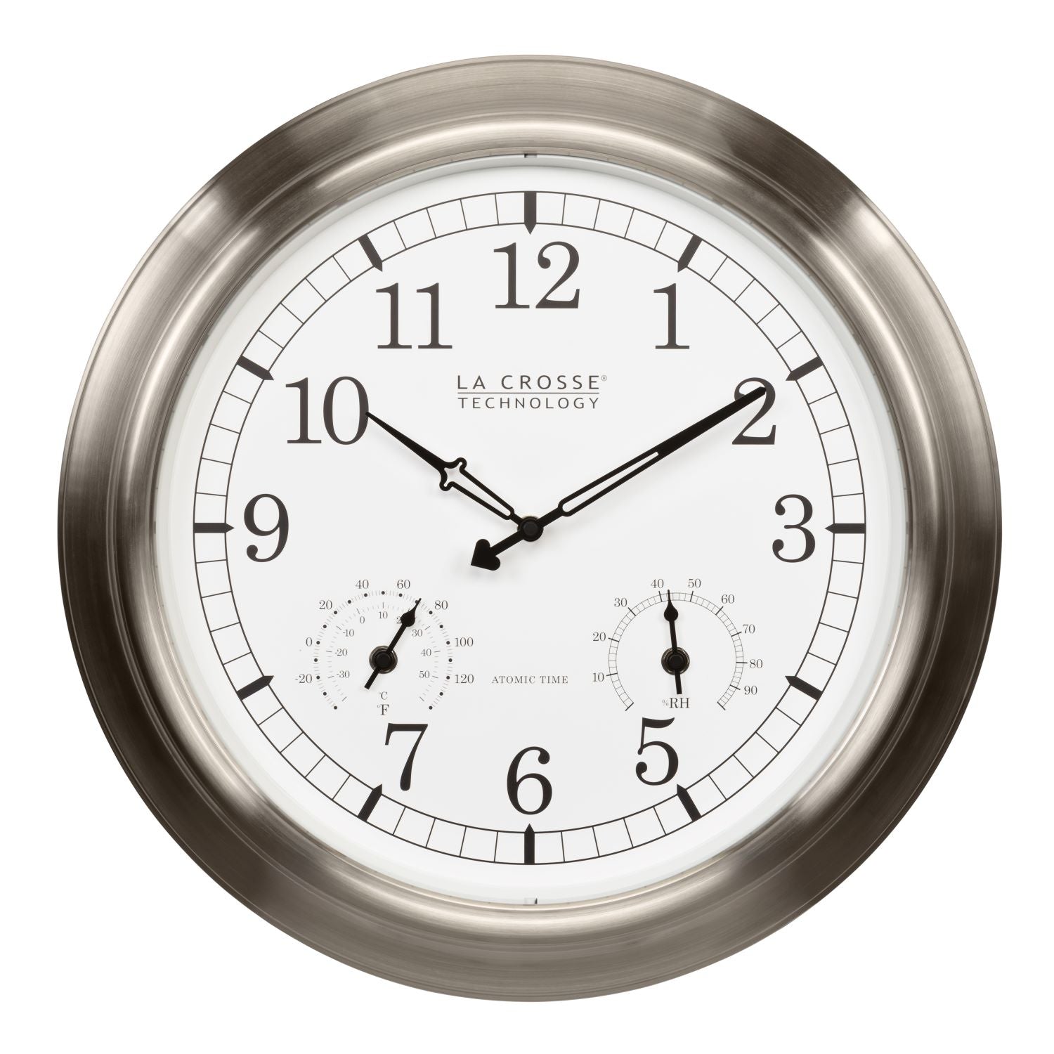 Stainless Steel Atomic Analog Clock | Indoor/Outdoor Clocks | La Crosse ...