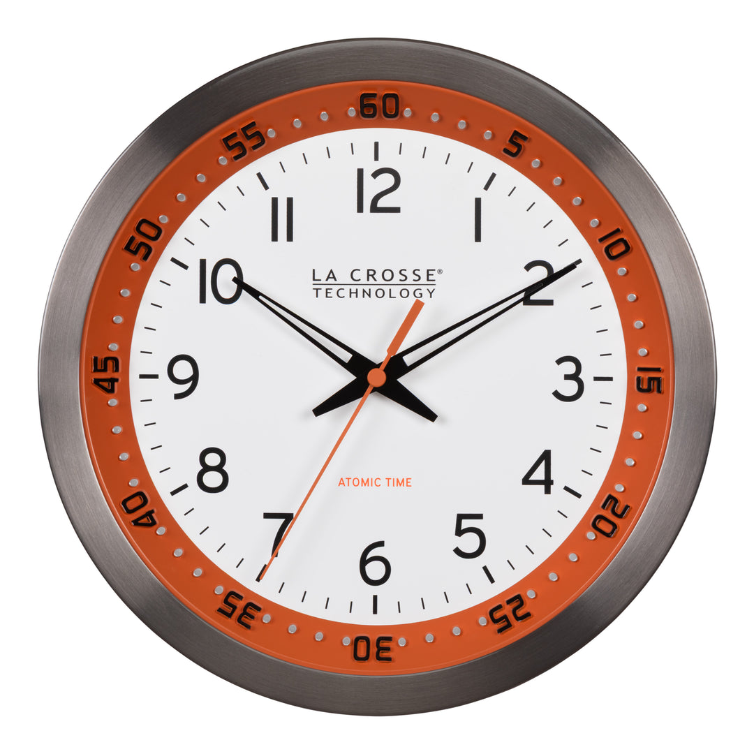 Radiall ネオン掛時計 直径約37cm 404-87696 10-inch Atomic Metal Wall Clock - Chapter Ring: Orange
