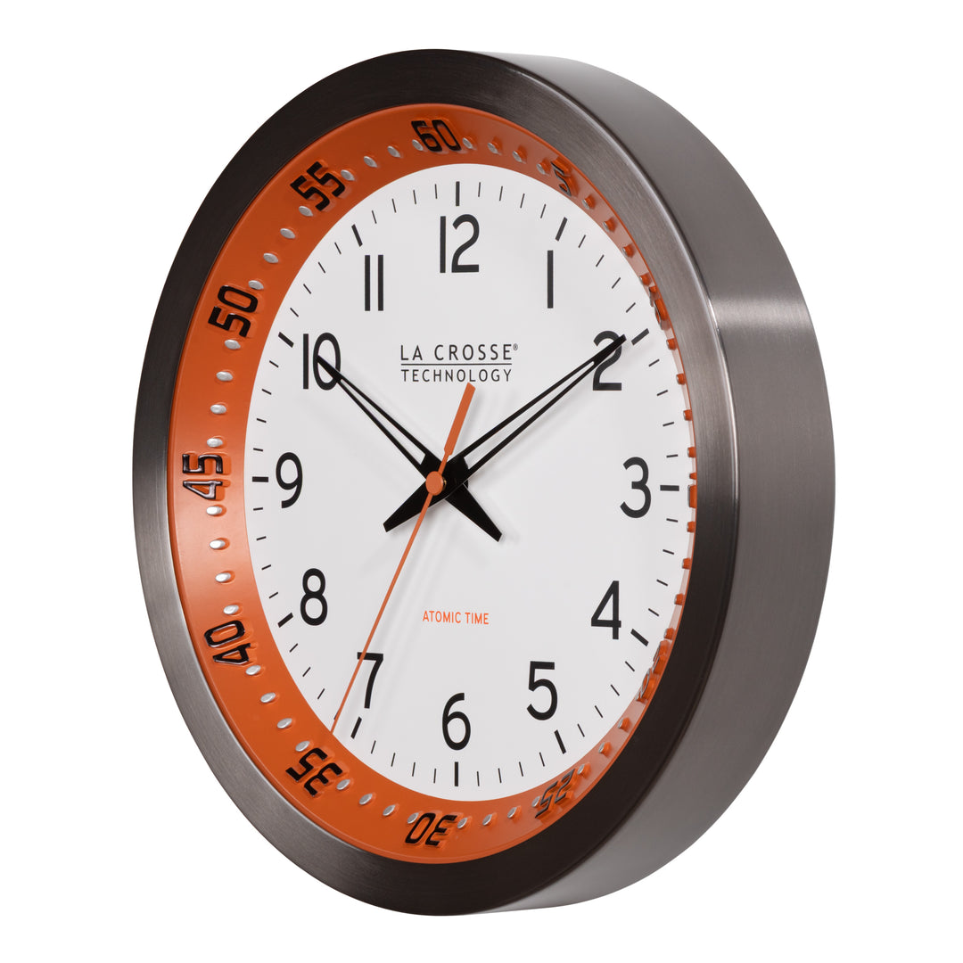 404-87696 10-inch Atomic Metal Wall Clock - Chapter Ring: Orange