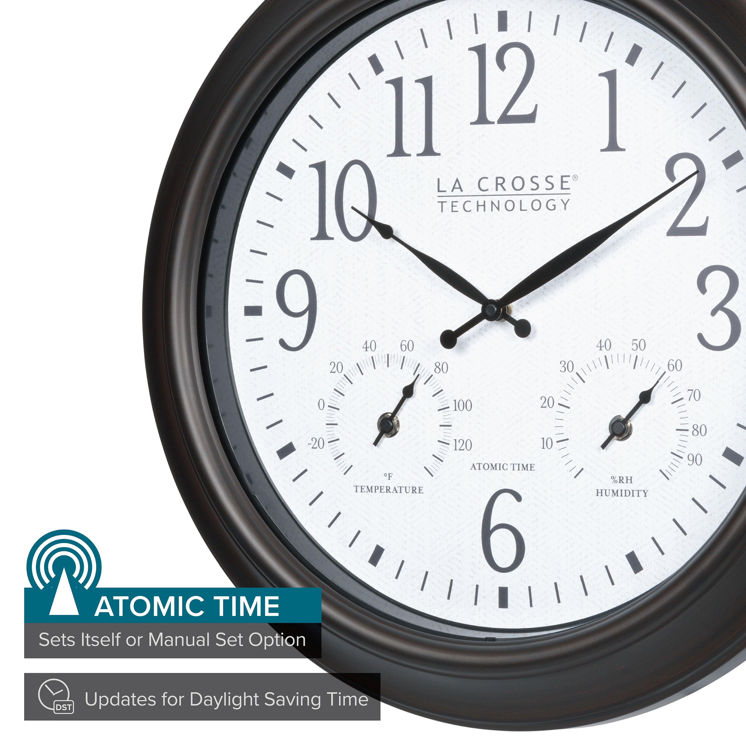 404-89027 18-inch Indoor/Outdoor Atomic Analog Wall Clock