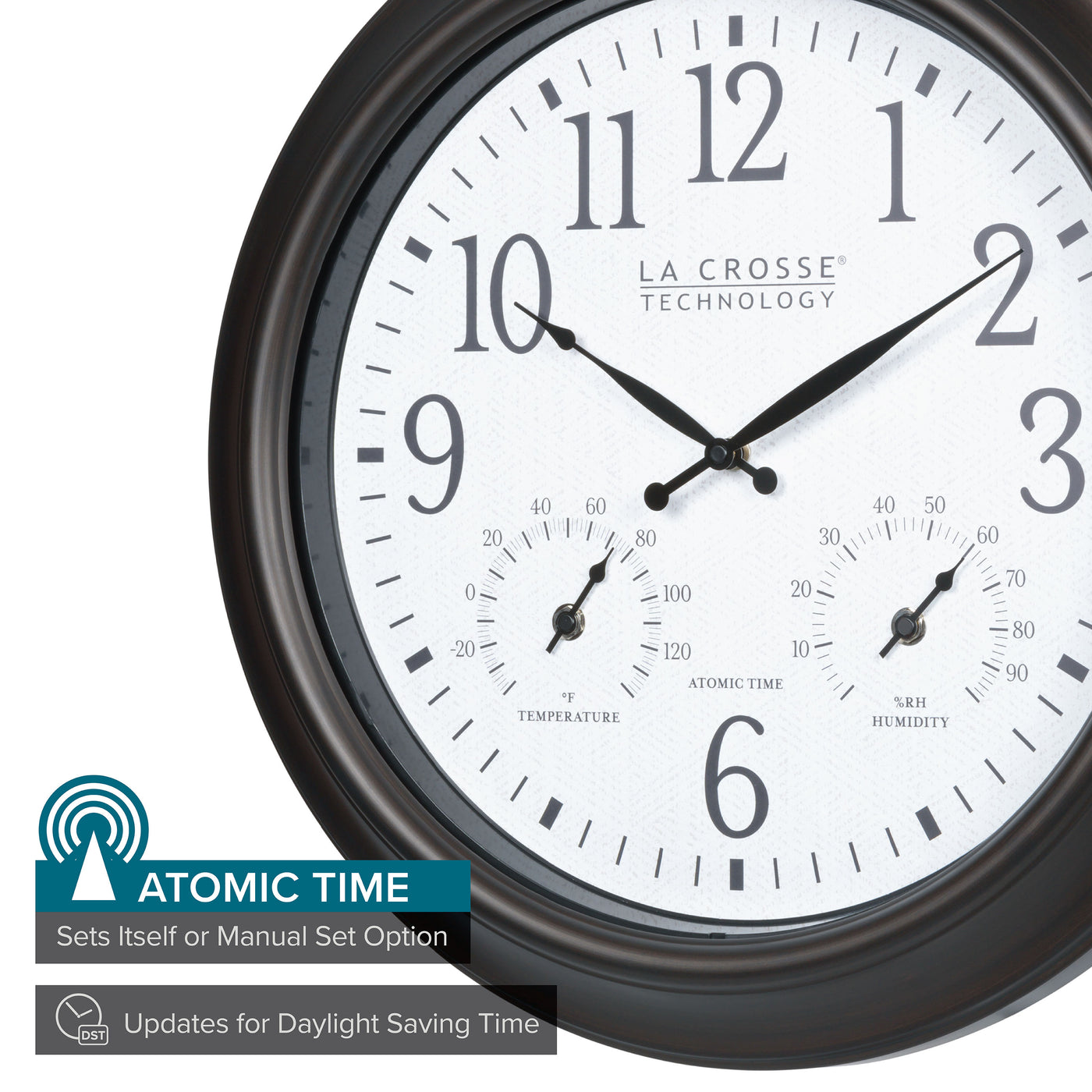 404-89027 18-inch Indoor/Outdoor Atomic Analog Wall Clock