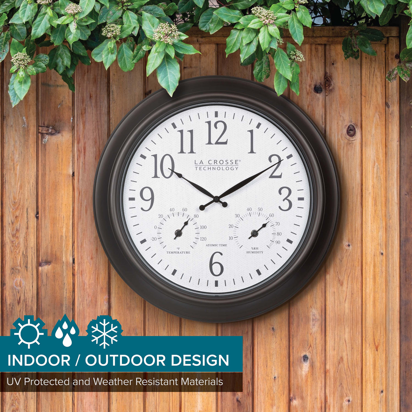 Outdoor Clock Kit 404-89027 18-inch Indoor/Outdoor Atomic Analog Wall Clock