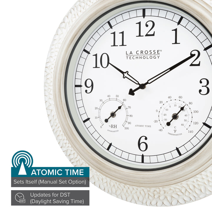 21-inch Indoor/Outdoor Atomic White-Washed Wall Clock