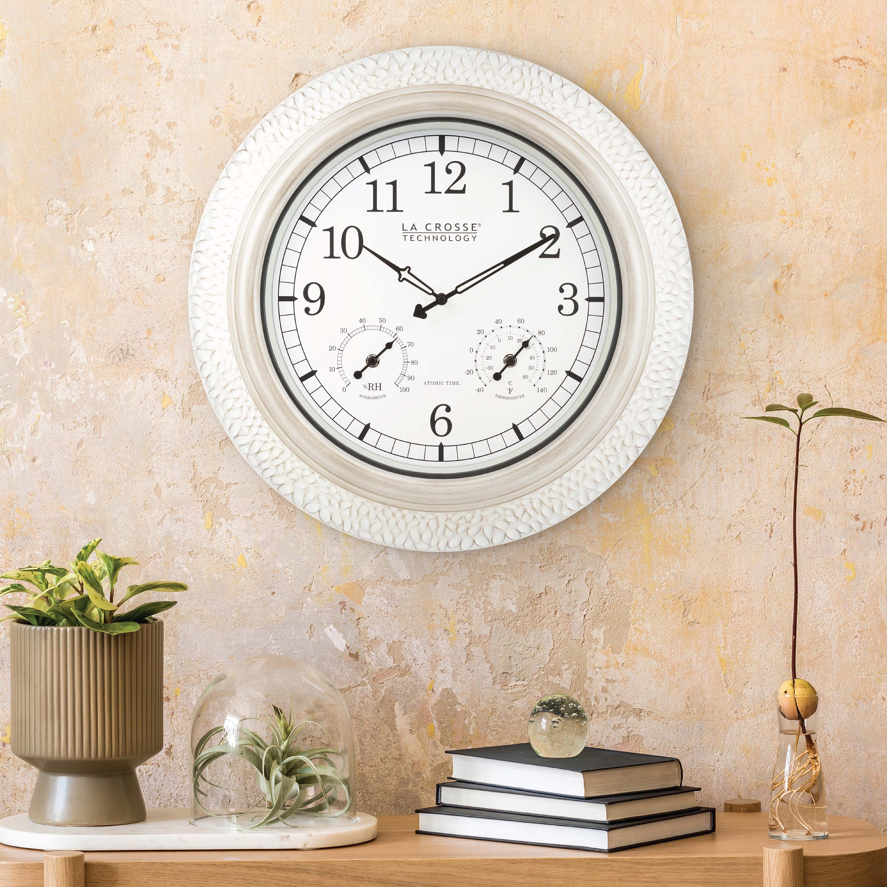 433-29917 21-inch Indoor/Outdoor Atomic White-Washed Wall Clock