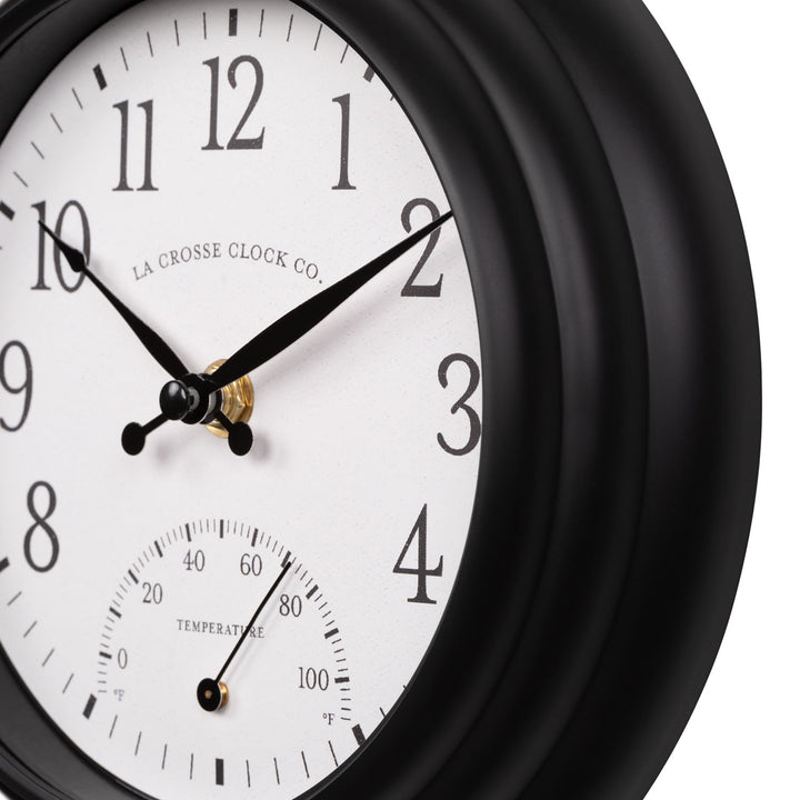 433-3020B 8-inch Indoor/Outdoor Colby Wall Clock with Temperature