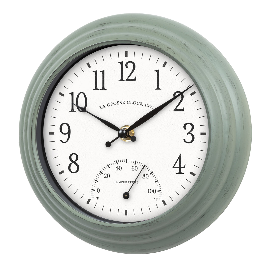 433-3020B 8-inch Indoor/Outdoor Colby Wall Clock with Thermometer