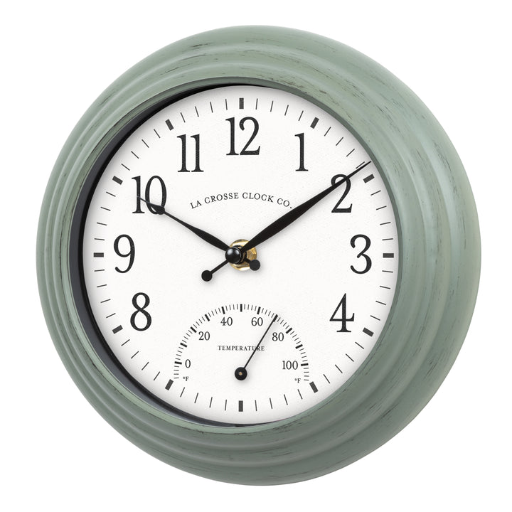 433-3020B 8-inch Indoor/Outdoor Colby Wall Clock with Thermometer