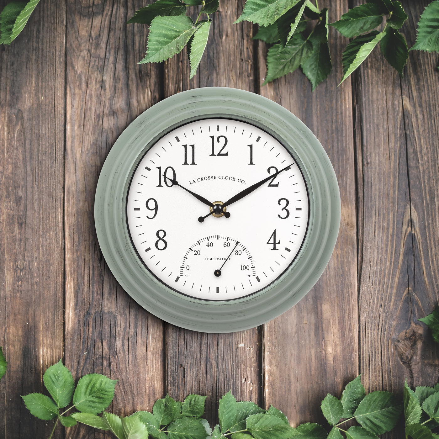 433-3020B 8-inch Indoor/Outdoor Colby Wall Clock with Thermometer