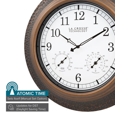 433-3256A 21" Indoor/Outdoor Atomic Metal Wall Clock